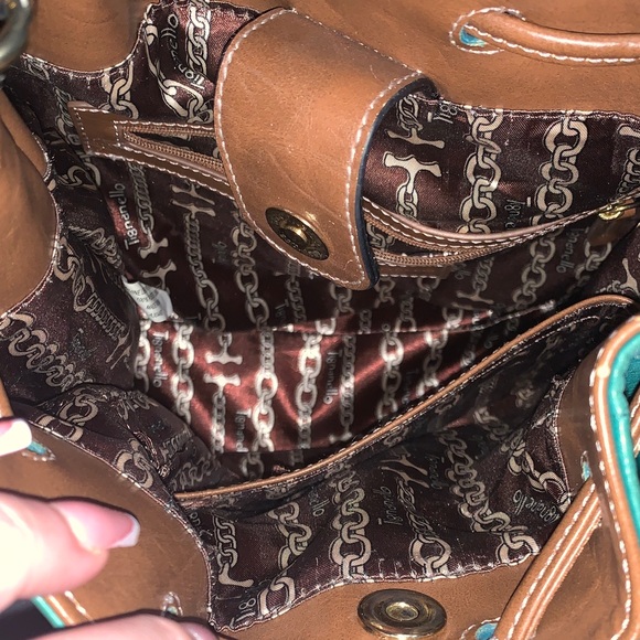 Tignanello Turquoise Leather Shoulder Bag - Picture 4 of 7